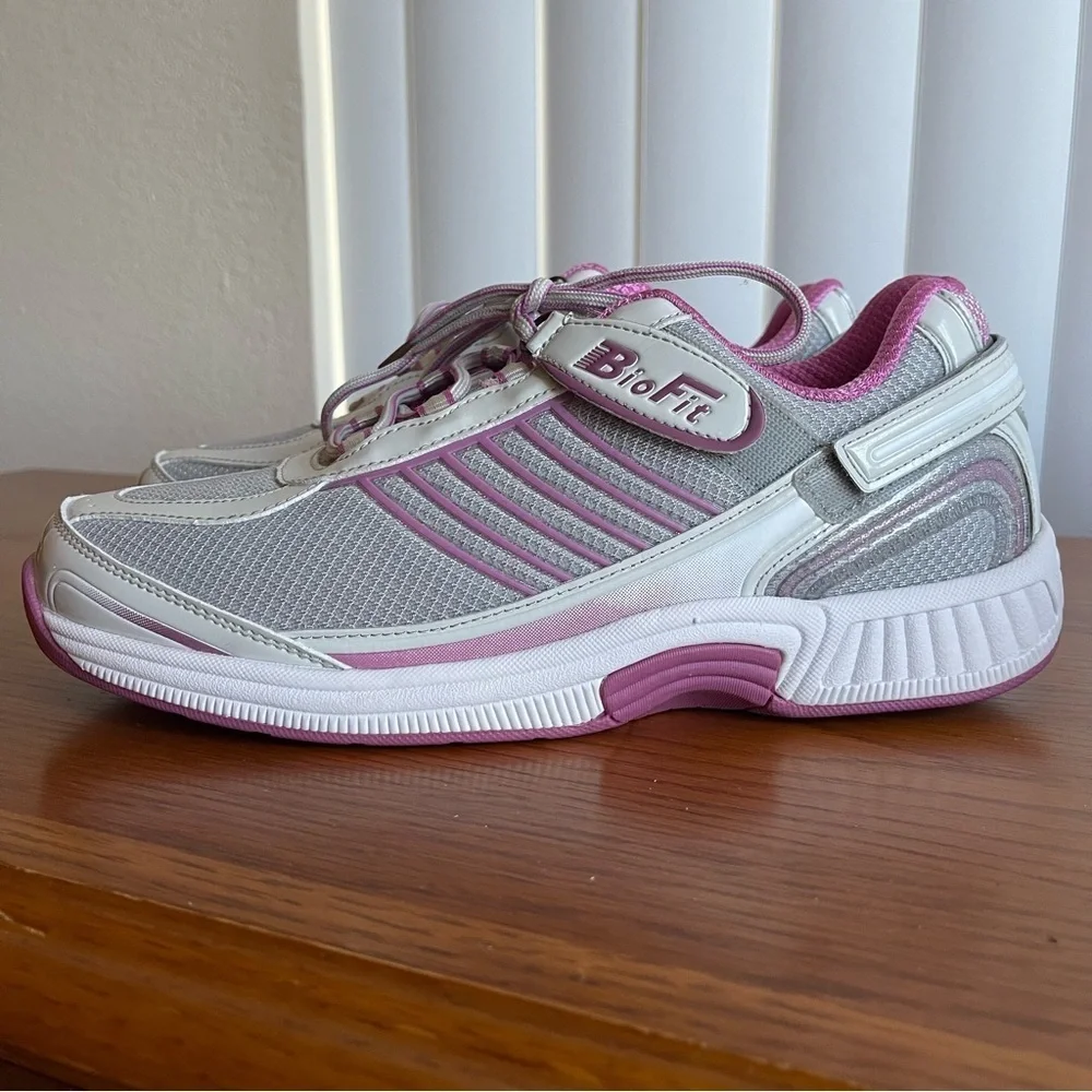 Orthofeet BioFit Verve 973 Tie-Less Comfort Sneakers Pink/Gray Size 10 Wide